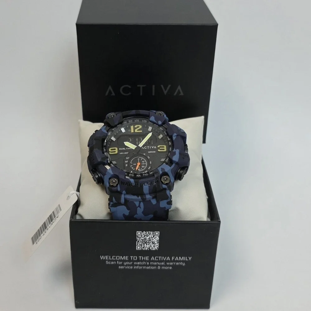 NEW Activa X Invicta BlackOps Digital Men's Watch 56mm, Camouflage Blue #1088